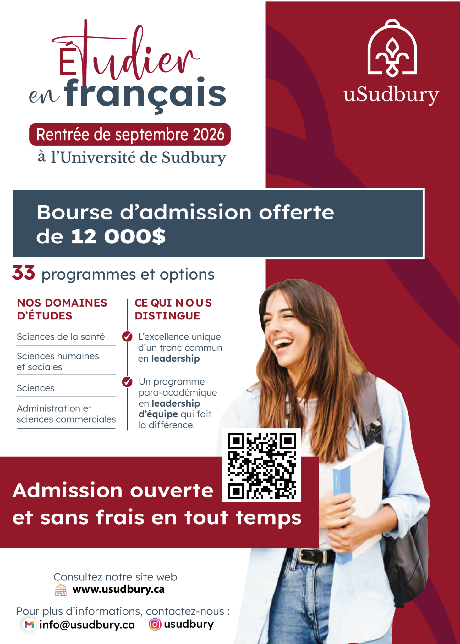 Affiche promotionnelle pour la campagne d'admission 2026.